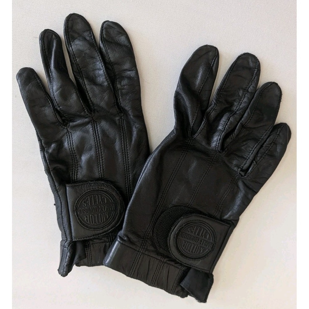 Harley Davidson Leather Riding Motorcycle Gloves Gel Palm Black Strap Mens Small